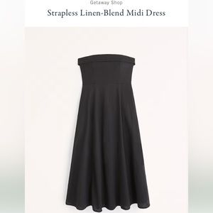 Black linen midi dress